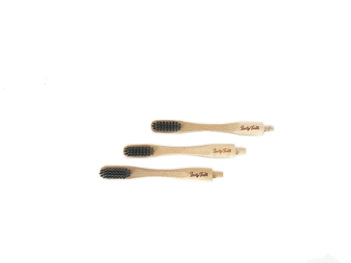 Replaceable Bamboo Toothbrush Head Replacements - Soft Charcoal Bristles