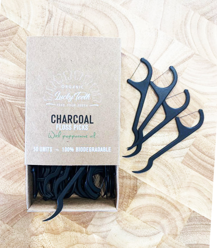 Natural Charcoal Floss Picks
