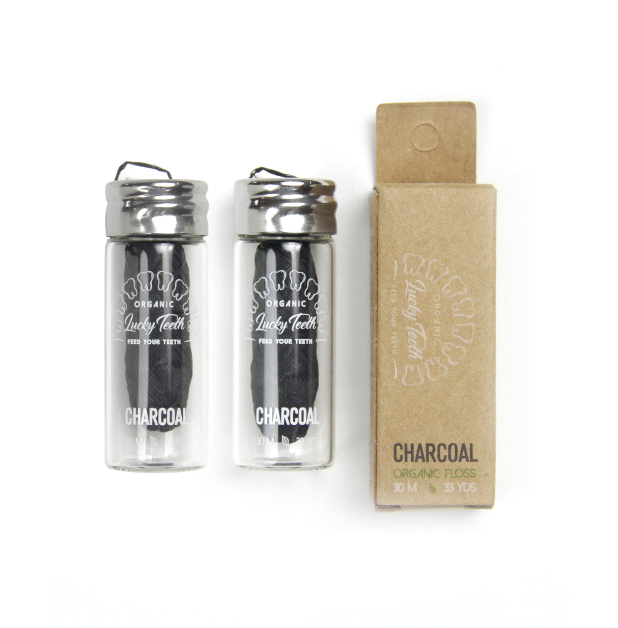 Activated Charcoal Floss in Glass Jar