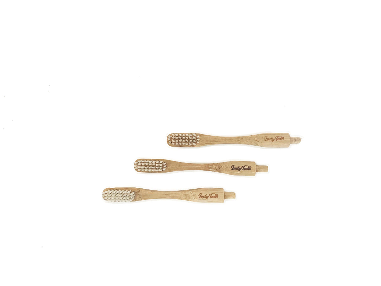 Replaceable Bamboo Toothbrush Head Replacements - Soft White Bristles