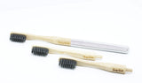 Replaceable Bamboo Toothbrush Aluminum Handle - Soft Charcoal Bristles