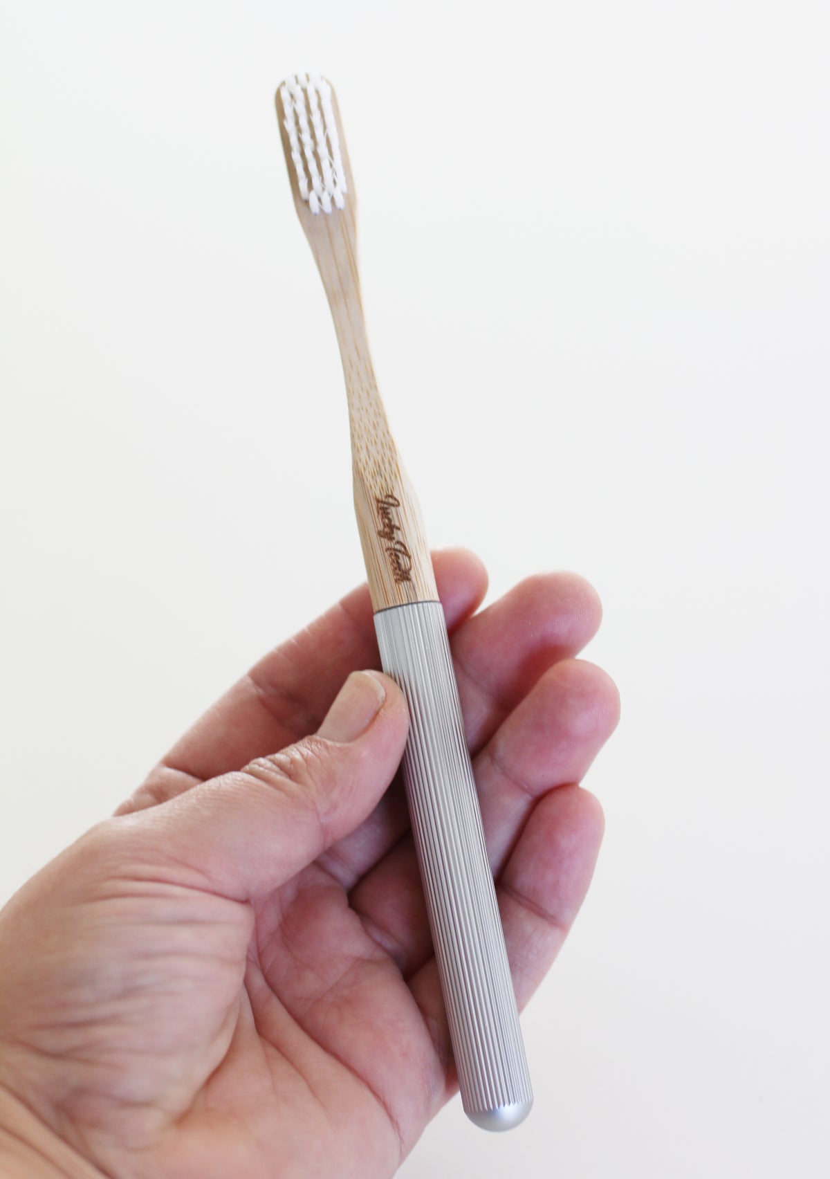 Toothbrush Hanlde Replaceable Bamboo Toothbrush Aluminum Handle - Soft White Bristles ...
