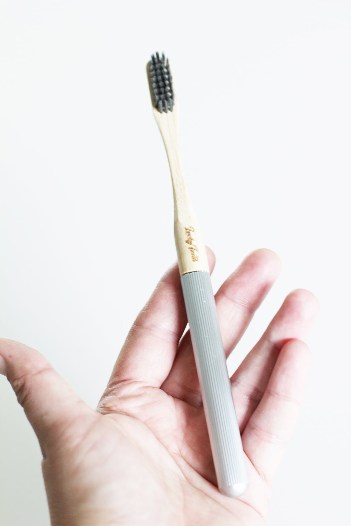 Replaceable Bamboo Toothbrush Aluminum Handle - Soft Charcoal Bristles