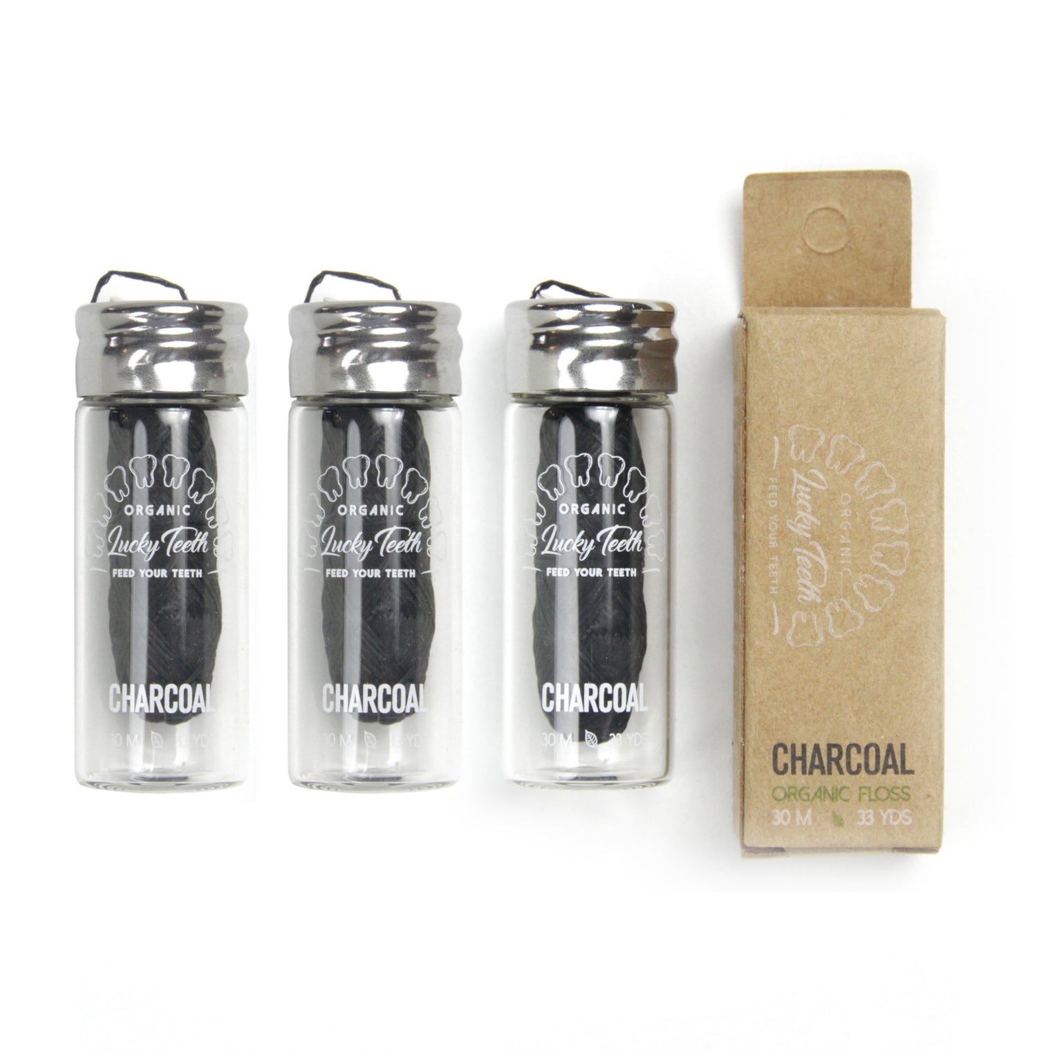 Charcoal Floss in Glass Jar